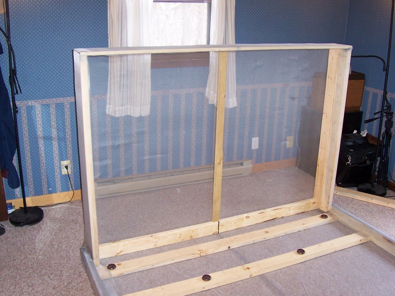Construct the headboard and wrap with screen.JPG